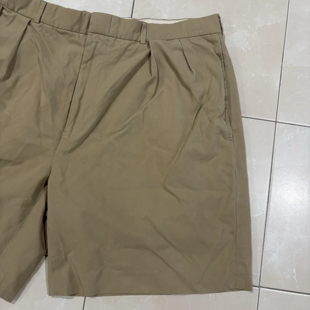 Vintage Polo Ralph Lauren Pleated Shorts Silk Blend Khaki Men's 38 Preppy Tyler